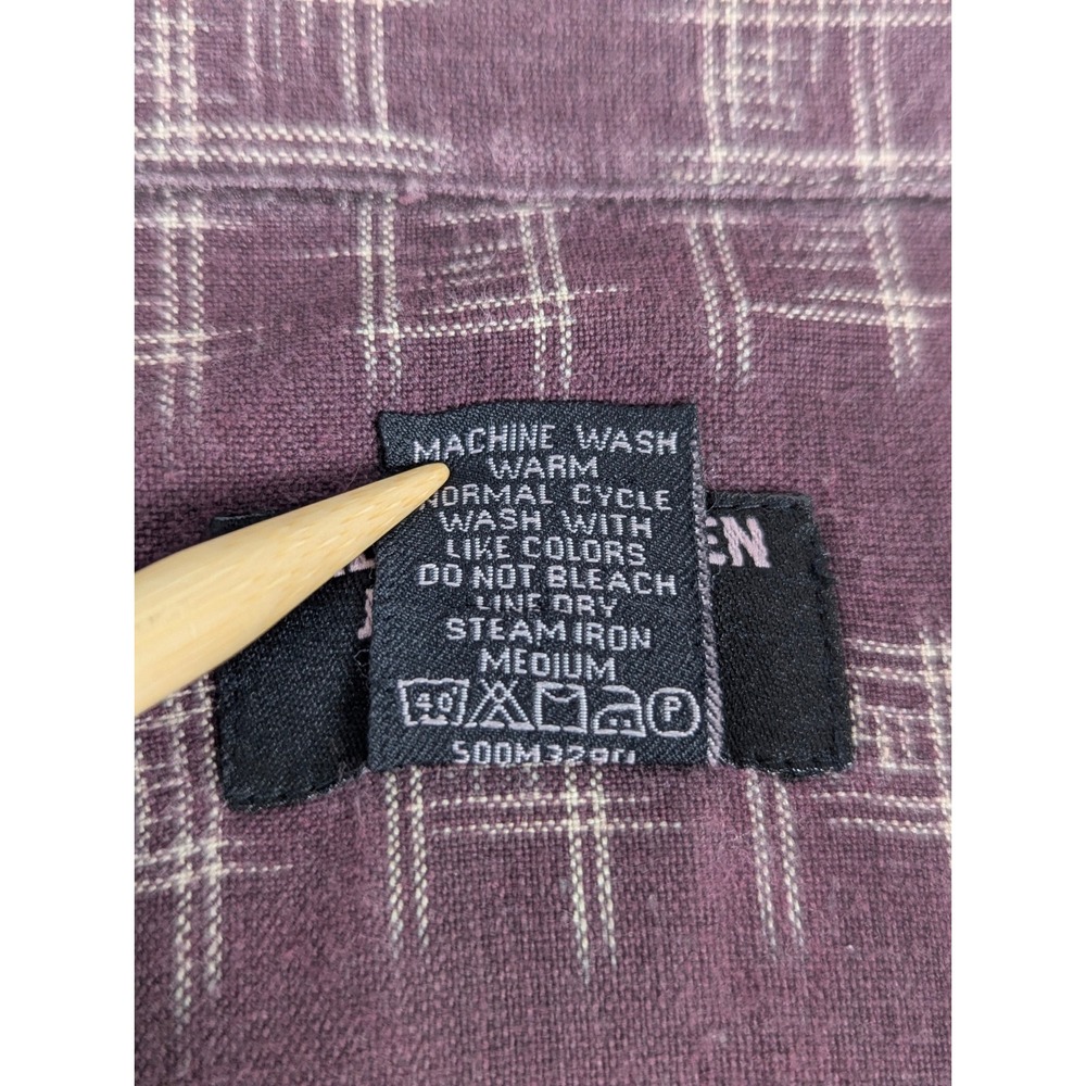 Ralph Lauren Jeans Co Mens XXL Burgundy Geometric Grid Cotton Short Sleeve Shirt - Picture 6 of 9